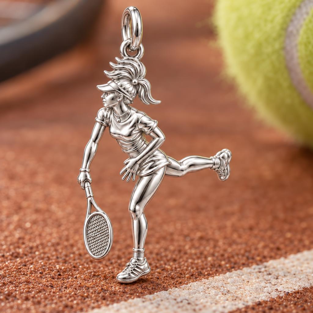 Tennis Lover Bracelet – Personalized Athlete Gift – macro detail of the charm