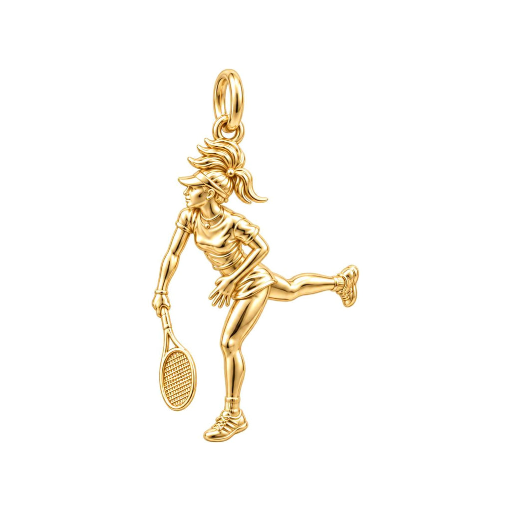 Tennis Lover Bracelet – Personalized Athlete Gift – 18K gold charm, front view