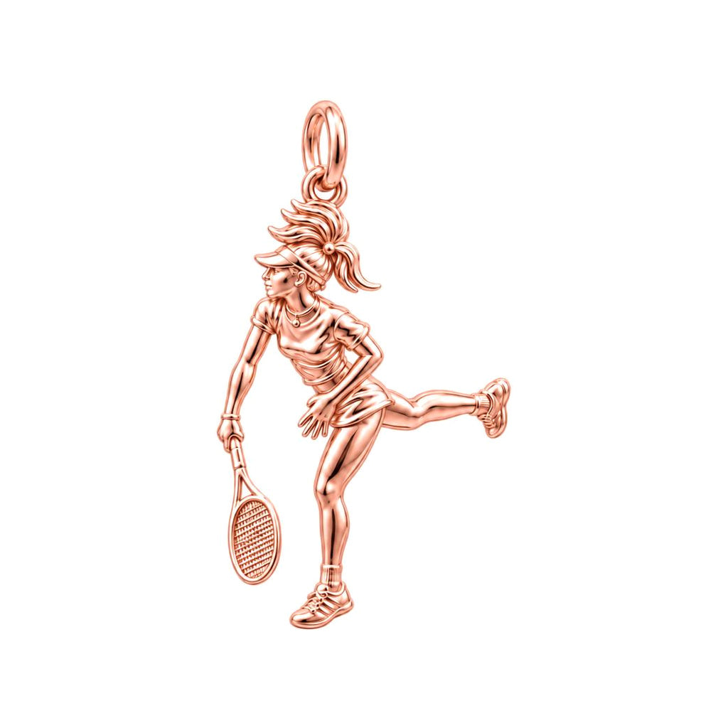 Tennis Lover Bracelet – Personalized Athlete Gift – rose gold charm, front view