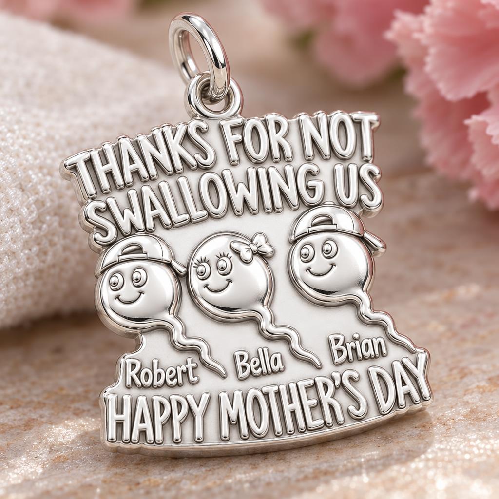 Thanks For Not Swallowing Us Charm Bracelet – Personalized Mom Gift – macro detail of the charm