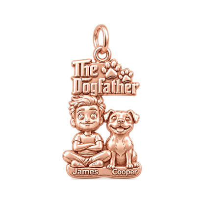 The Dogfather Best Buds Charm Bracelet – Personalized Dad Gift – rose gold 3 cm charm, front view