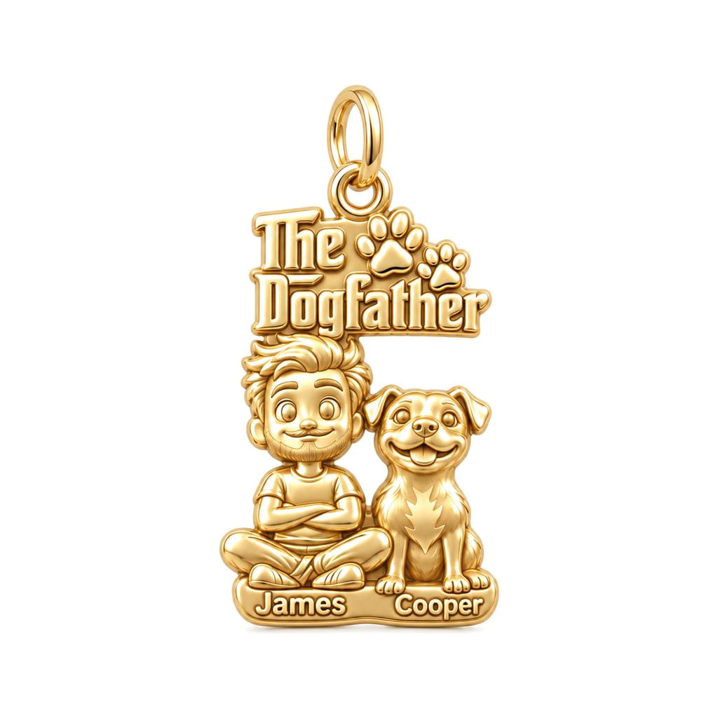 The Dogfather Best Buds Charm Bracelet – Personalized Dad Gift – 18K gold plated 3 cm charm, front view