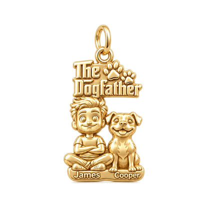 The Dogfather Best Buds Charm Bracelet – Personalized Dad Gift – 18K gold plated 3 cm charm, front view