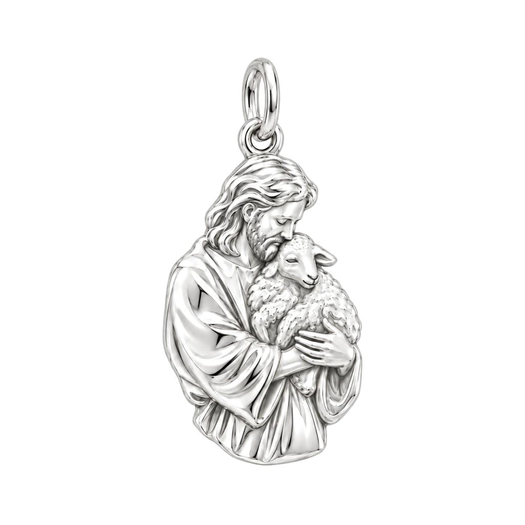 The Good Shepherd Charm Bracelet – Personalized Priest Gift – silver charm, front view