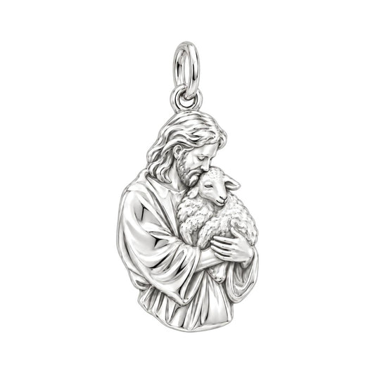 The Good Shepherd Charm Bracelet – Personalized Priest Gift – silver charm, front view