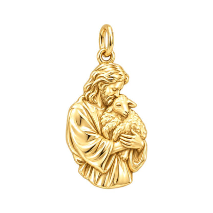 The Good Shepherd Charm Bracelet – Personalized Priest Gift – 18K gold charm, front view