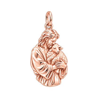 The Good Shepherd Charm Bracelet – Personalized Priest Gift – rose gold charm, front view