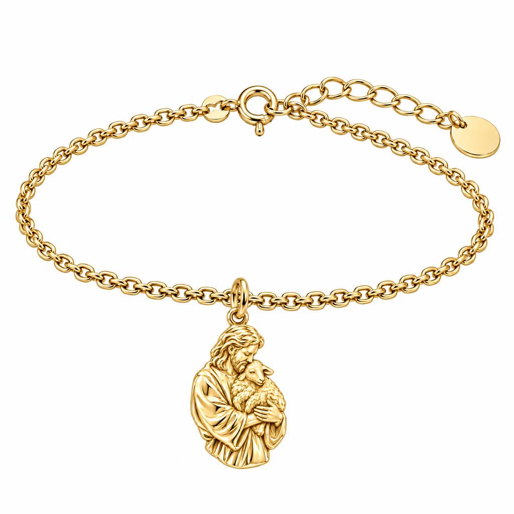 The Good Shepherd Charm Bracelet Set – 18K gold, front view