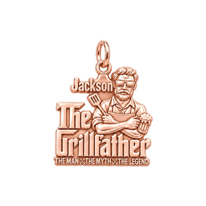 The Grillfather Charm Bracelet – Personalized Dad Gift – rose gold 3 cm charm, front view