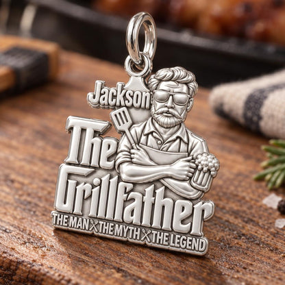 The Grillfather Charm Bracelet – Personalized Dad Gift – macro detail of the charm