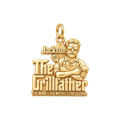 The Grillfather Charm Bracelet – Personalized Dad Gift – 18K gold plated 3 cm charm, front view