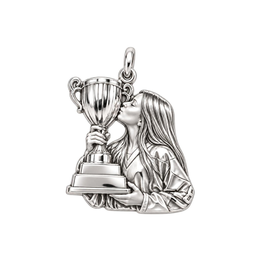 The Moment of Victory Charm Bracelet – Personalized Photo Upload Gift – silver charm, front view
