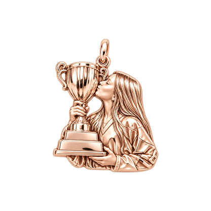 The Moment of Victory Charm Bracelet – Personalized Photo Upload Gift – rose gold charm, front view