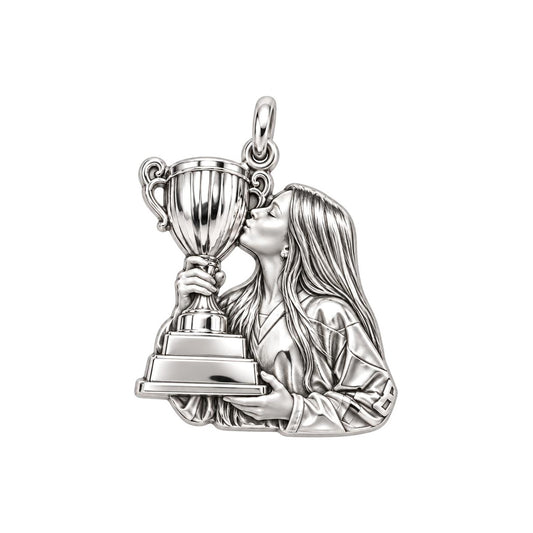 The Moment of Victory Charm Bracelet – Personalized Photo Upload Gift – silver charm, front view