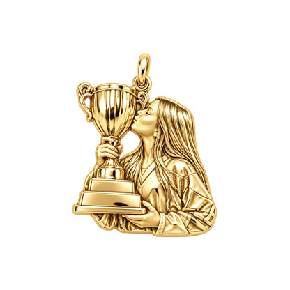 The Moment of Victory Charm Bracelet – Personalized Photo Upload Gift – 18K gold charm, front view