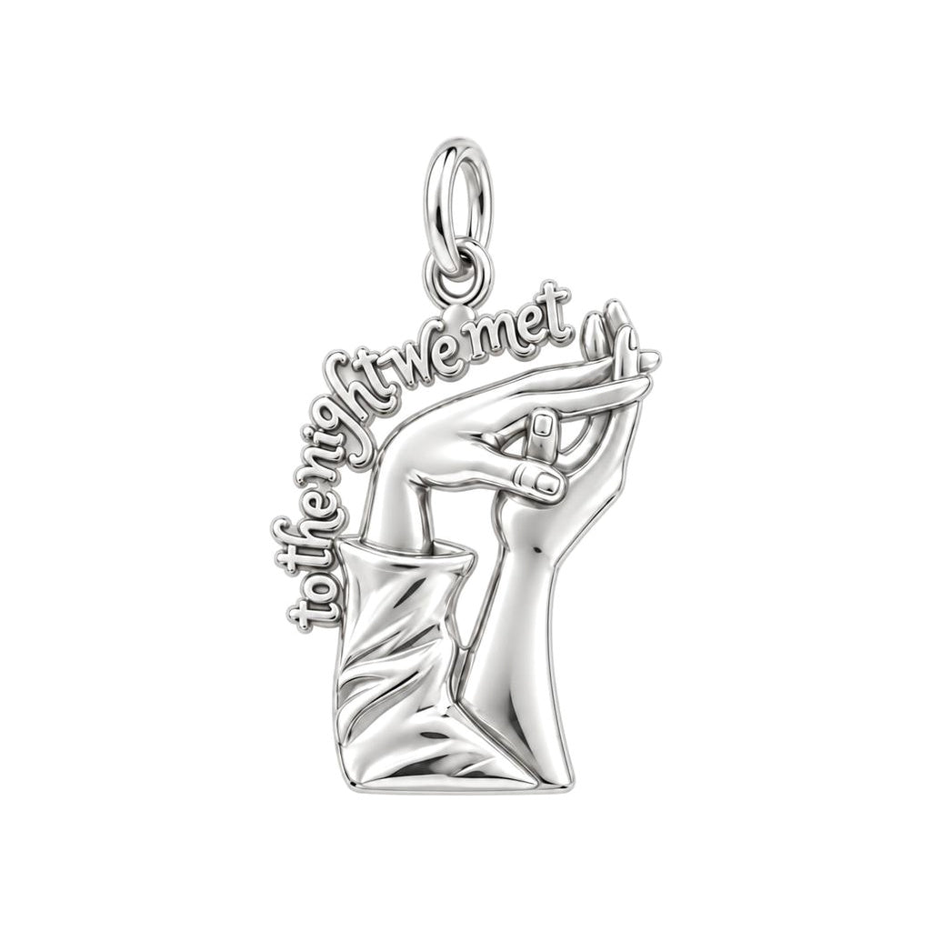 The Night We Met Charm Bracelet – Personalized Couple Gift – silver plated 2 cm charm, front view