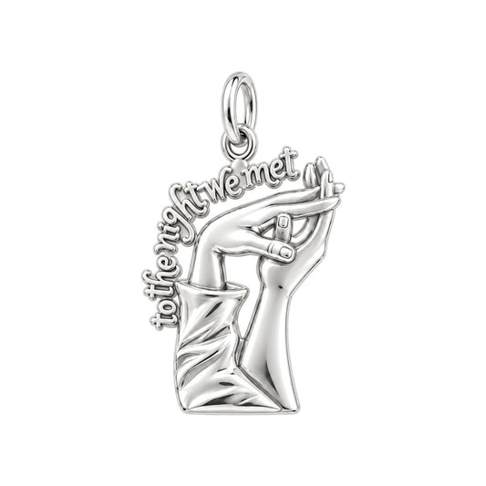The Night We Met Charm Bracelet – Personalized Couple Gift – silver plated 2 cm charm, front view