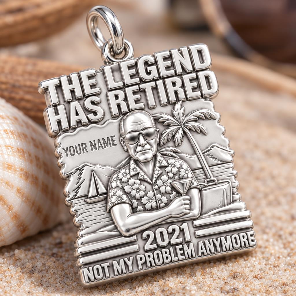 The Retired Legend Charm Bracelet – Personalized Retiree Gift – macro detail of the charm