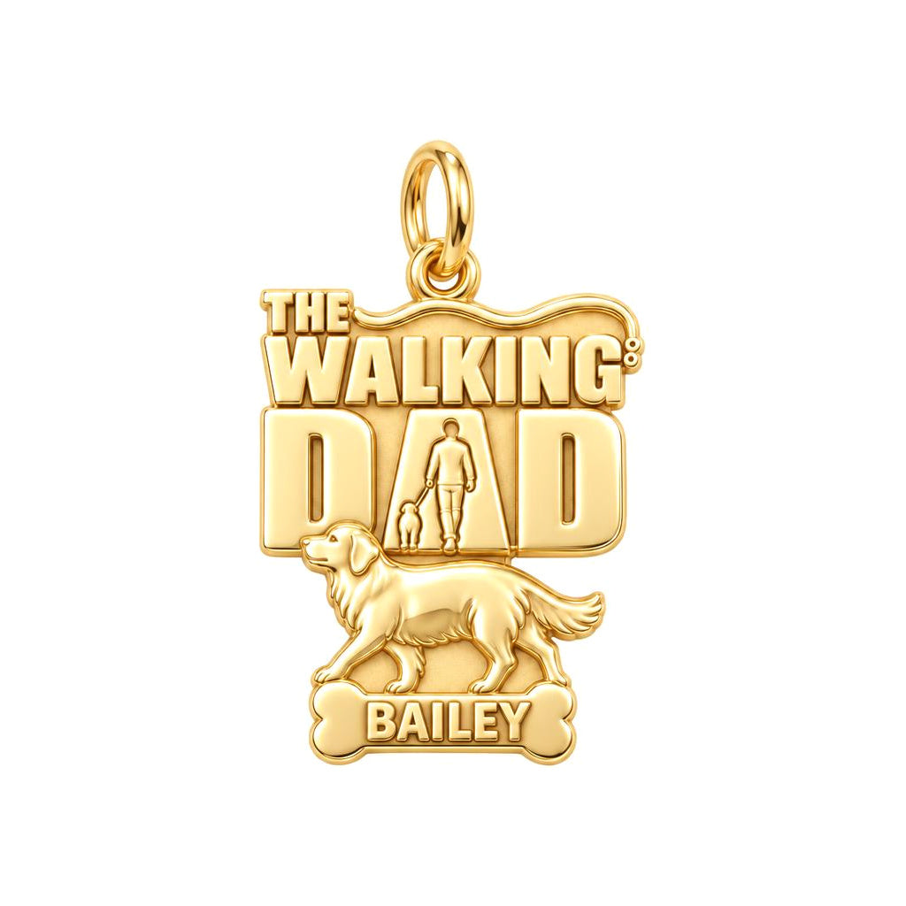 The Walking Dad Charm Bracelet – Personalized Dad Gift – 18K gold plated 3 cm charm, front view