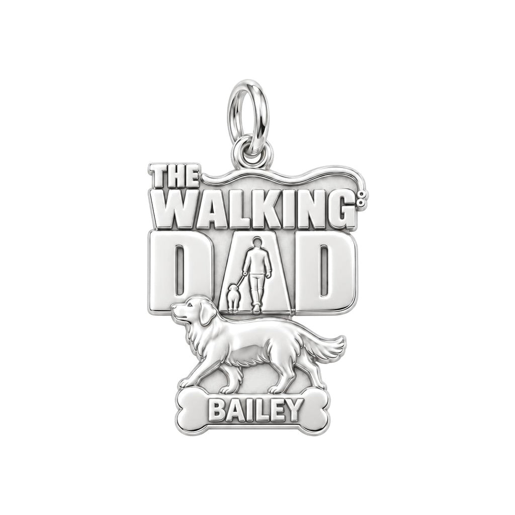 The Walking Dad Charm Bracelet – Personalized Dad Gift – silver plated 3 cm charm, front view