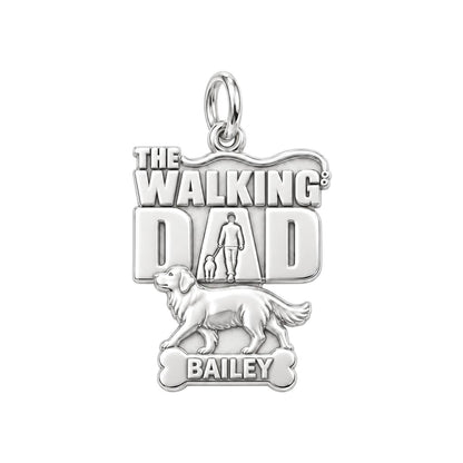 The Walking Dad Charm Bracelet – Personalized Dad Gift – silver plated 3 cm charm, front view