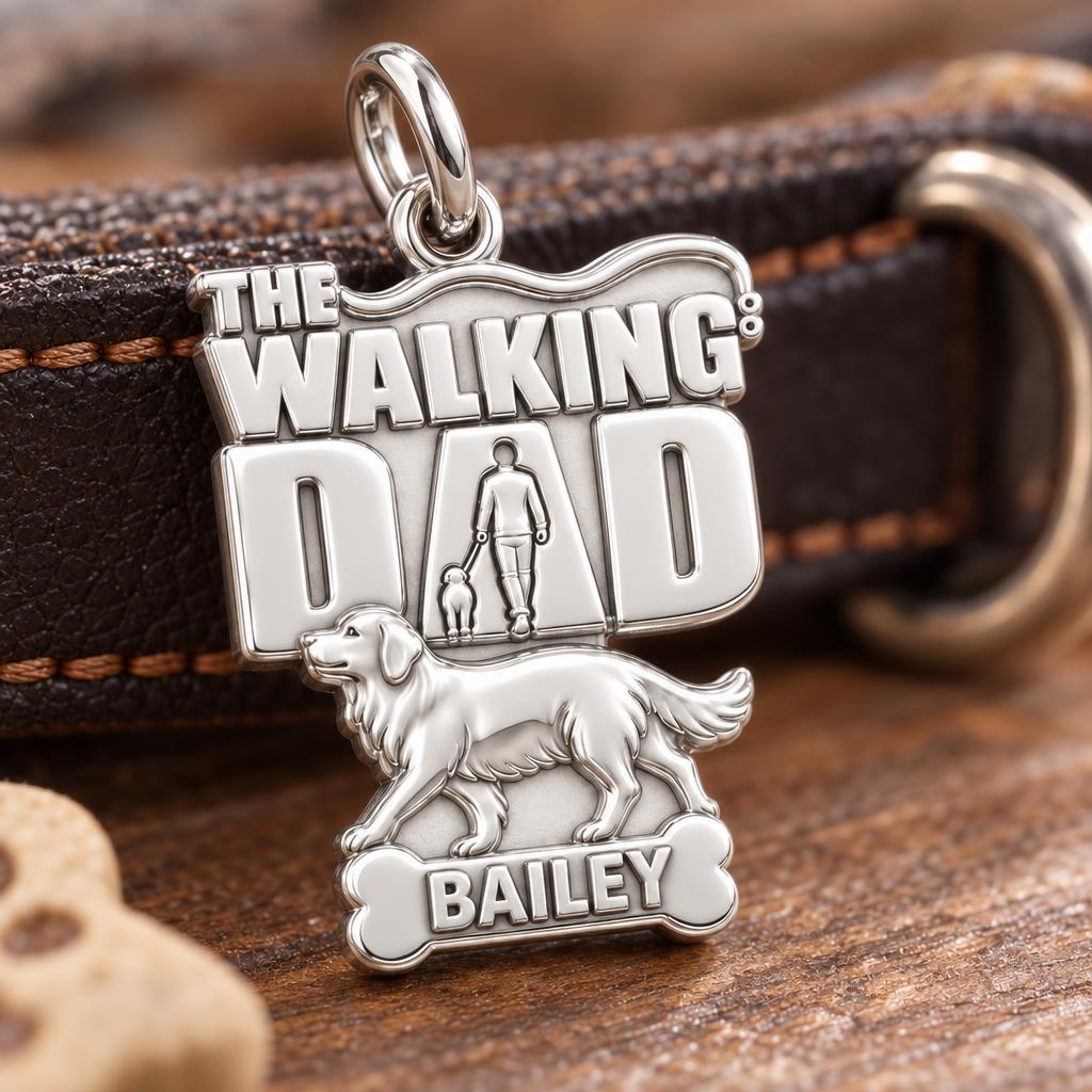 The Walking Dad Charm Bracelet – Personalized Dad Gift – macro detail of the charm