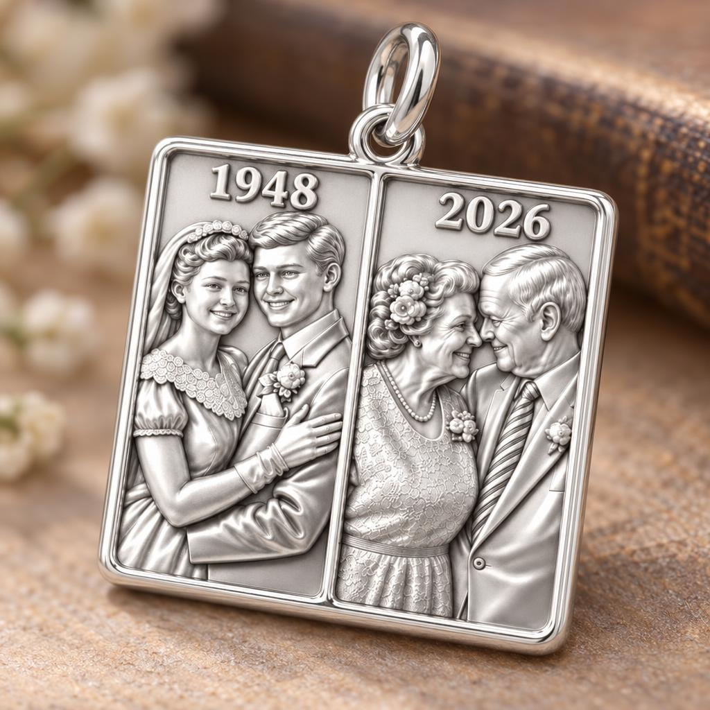 Then and Now Anniversary Charm Bracelet – Personalized Couple Gift – macro detail of the charm