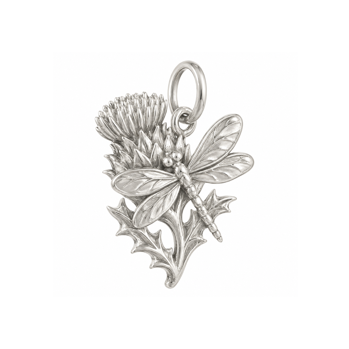 Thistle and Dragonfly Charm — Silver — 50-works-silver-20260916-81