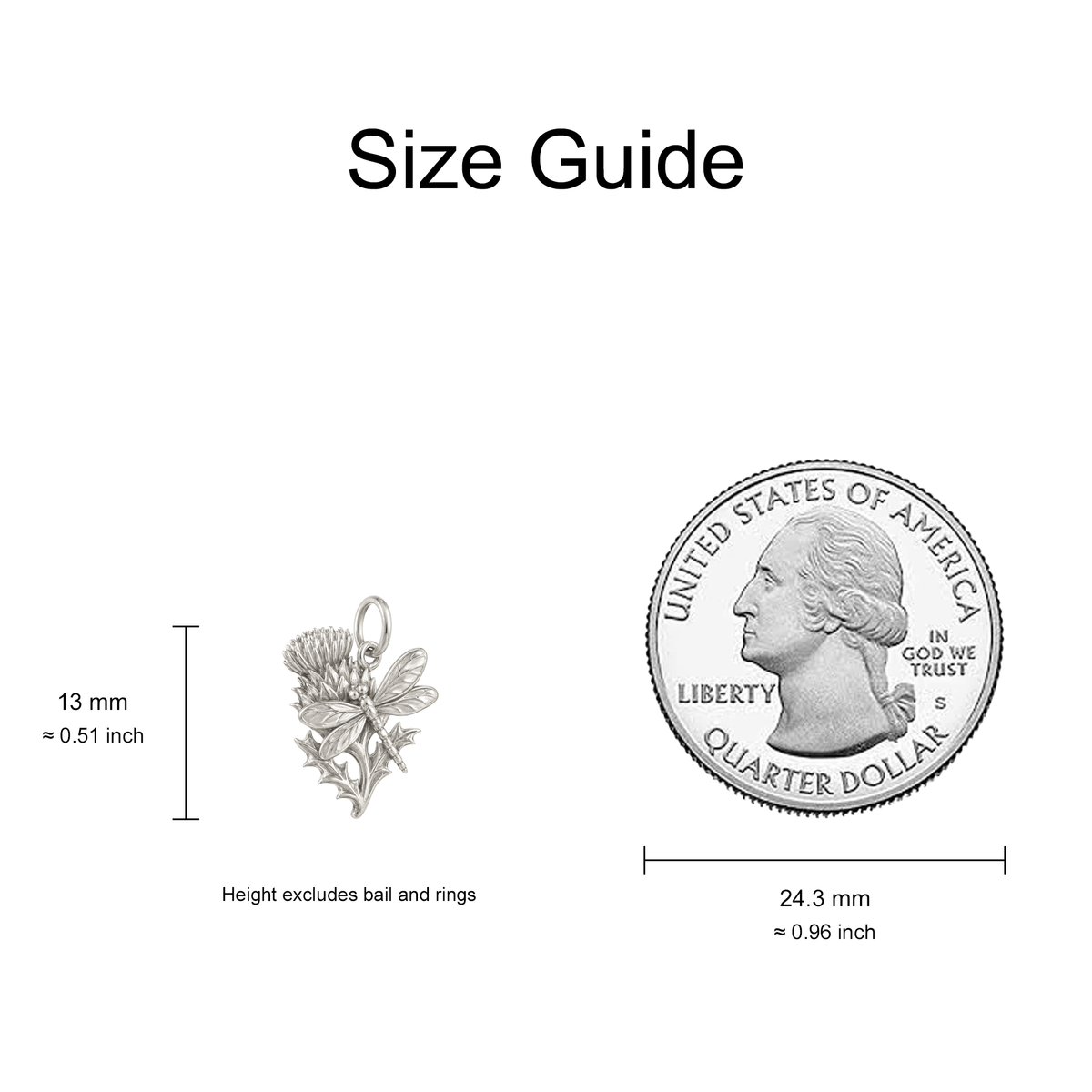 Thistle and Dragonfly Charm — Size Guide — 13 mm body excluding bail and rings — 50-works-silver-20260916-81
