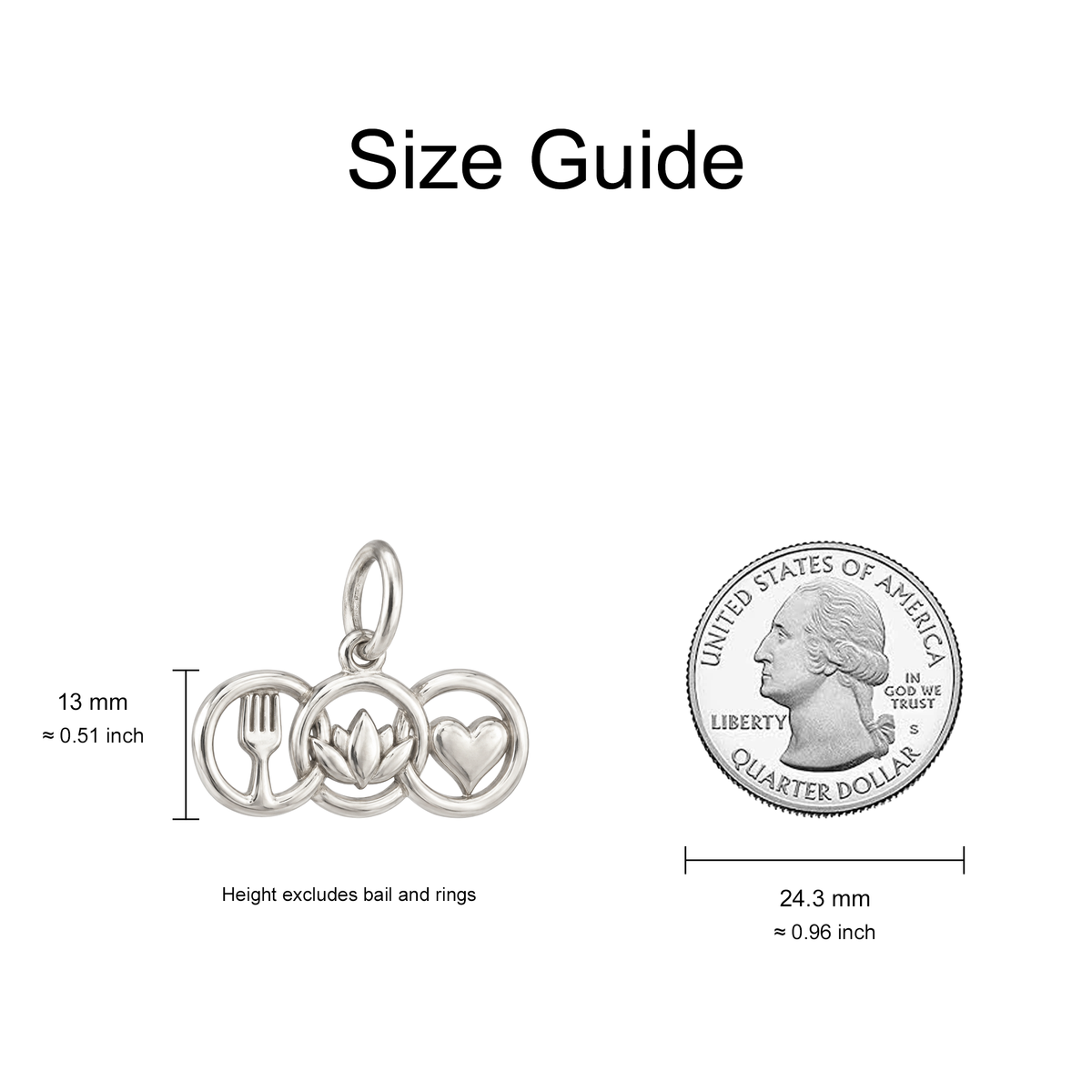 Three Themed Rings Charm — Size Guide — 13 mm body excluding bail and rings — 50-works-silver-20260916-73