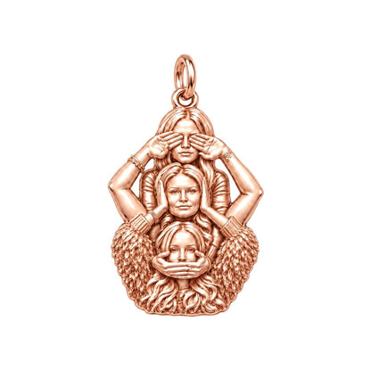 Three Wise Sisters Charm Bracelet – Personalized Bestie Gift – rose gold charm, front view