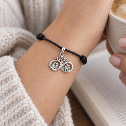 Through the Years Infinity Charm and Polyester Cord Bracelet Set
