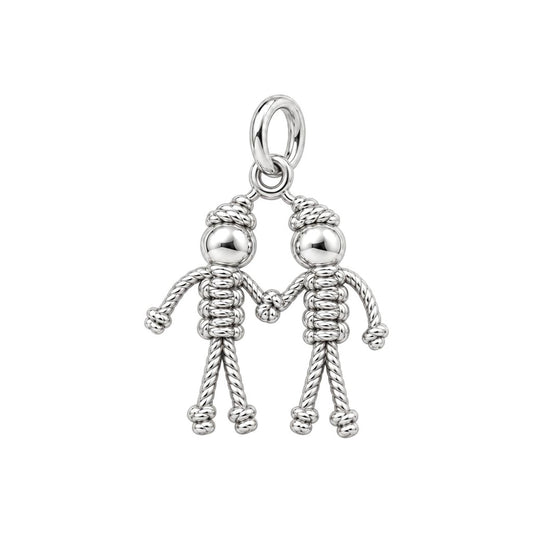 Tied Together Lovers Charm Bracelet – Personalized Couple Gift – silver charm, front view