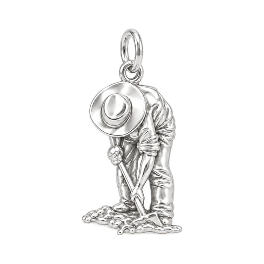 Tilling The Earth Charm Bracelet – Personalized Farmer Gift – silver charm, front view