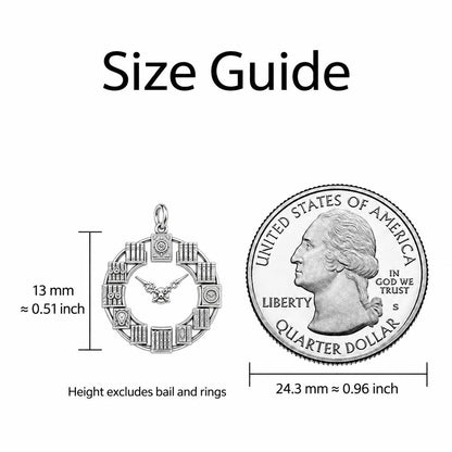 Timeless Reader Charm Bracelet – Personalized Book Lover Gift – size guide, 13 mm charm next to a quarter