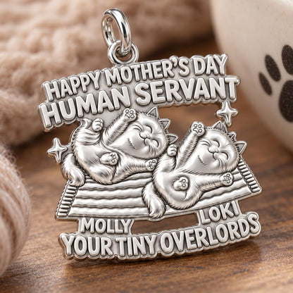 Tiny Overlords Charm Bracelet – Personalized Cat Mom Gift – macro detail of the charm