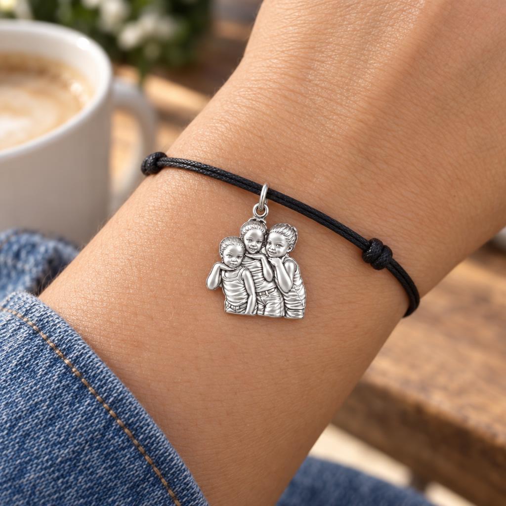 To My Friend: Everything Is On Fire Charm Bracelet – worn on the wrist on a black cord bracelet