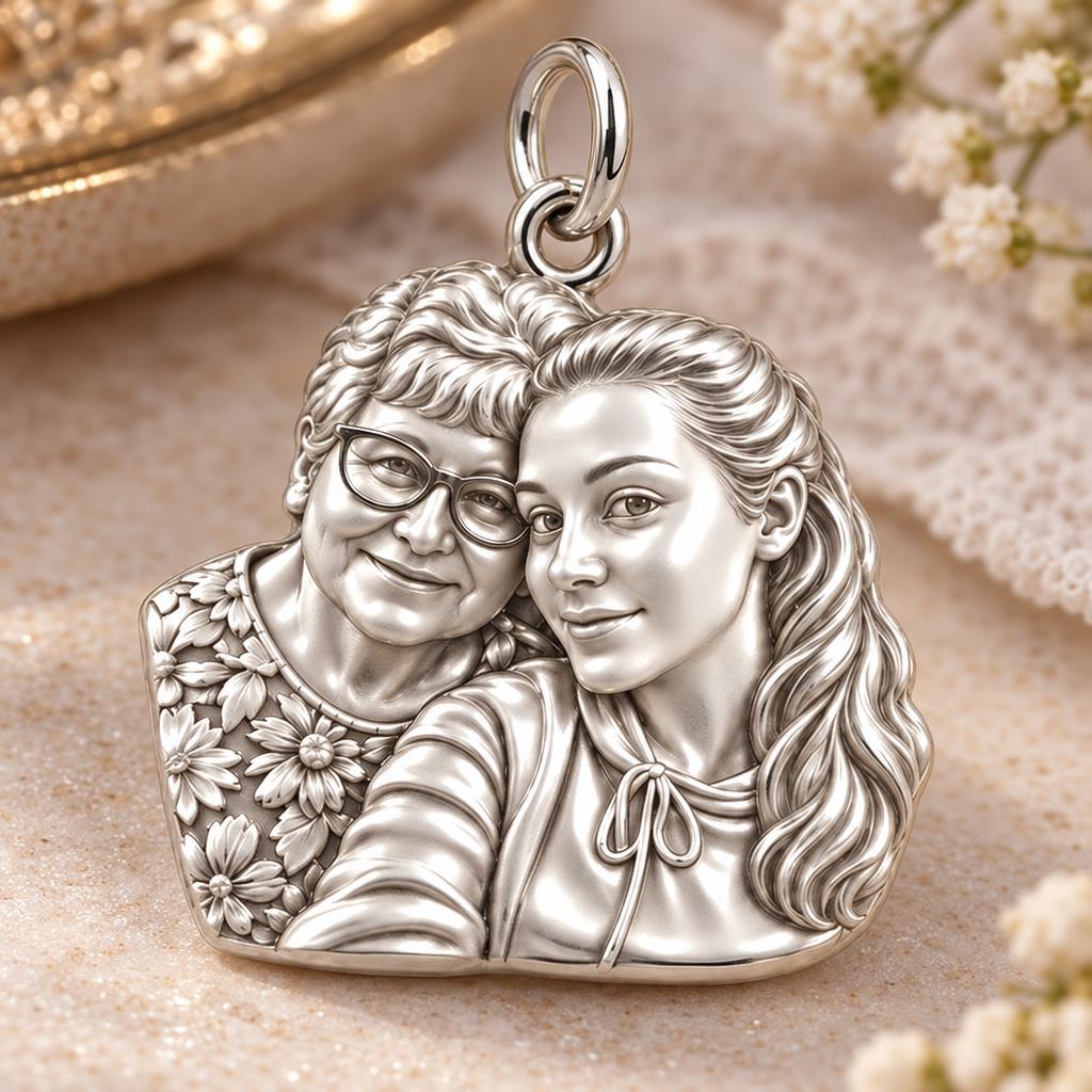 To My Grandma: Grandma's Loving Embrace Charm Bracelet – macro detail of the charm
