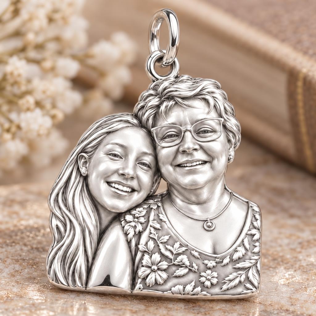 To My Grandma: Grandma's Loving Embrace Charm Bracelet – macro detail of the charm