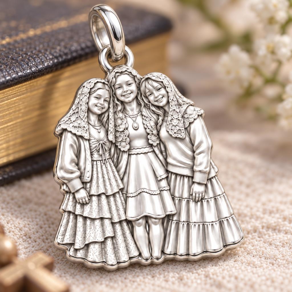 To My Prayer Sister: Together In Faith Charm Bracelet – macro detail of the charm