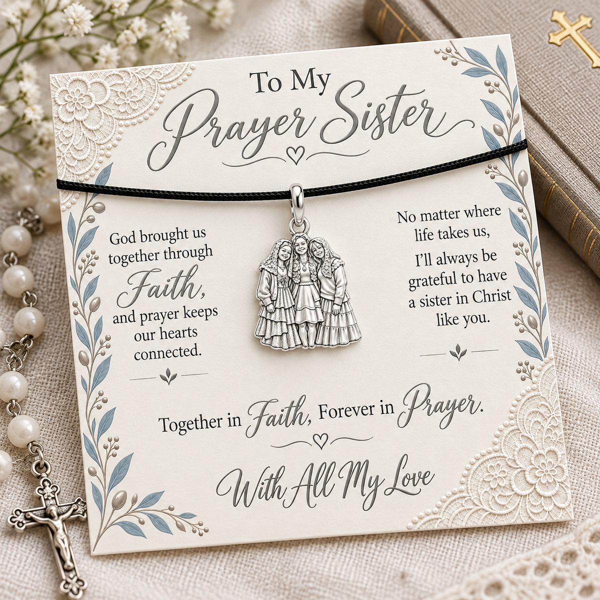 To My Prayer Sister: Together In Faith Charm Bracelet