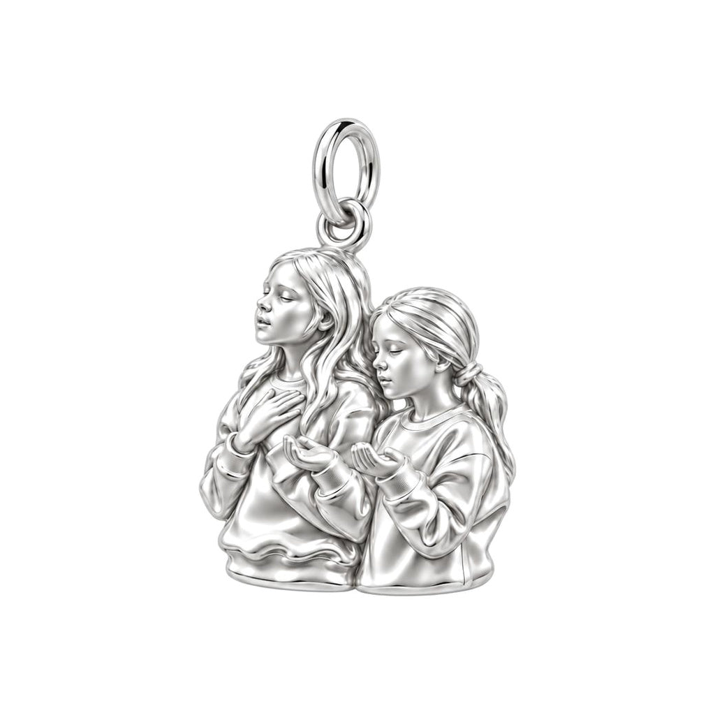 Together in Faith Charm Bracelet – Personalized Prayer Partners Gift – silver charm, front view
