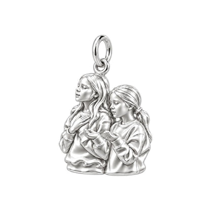 Together in Faith Charm Bracelet – Personalized Prayer Partners Gift – silver charm, front view