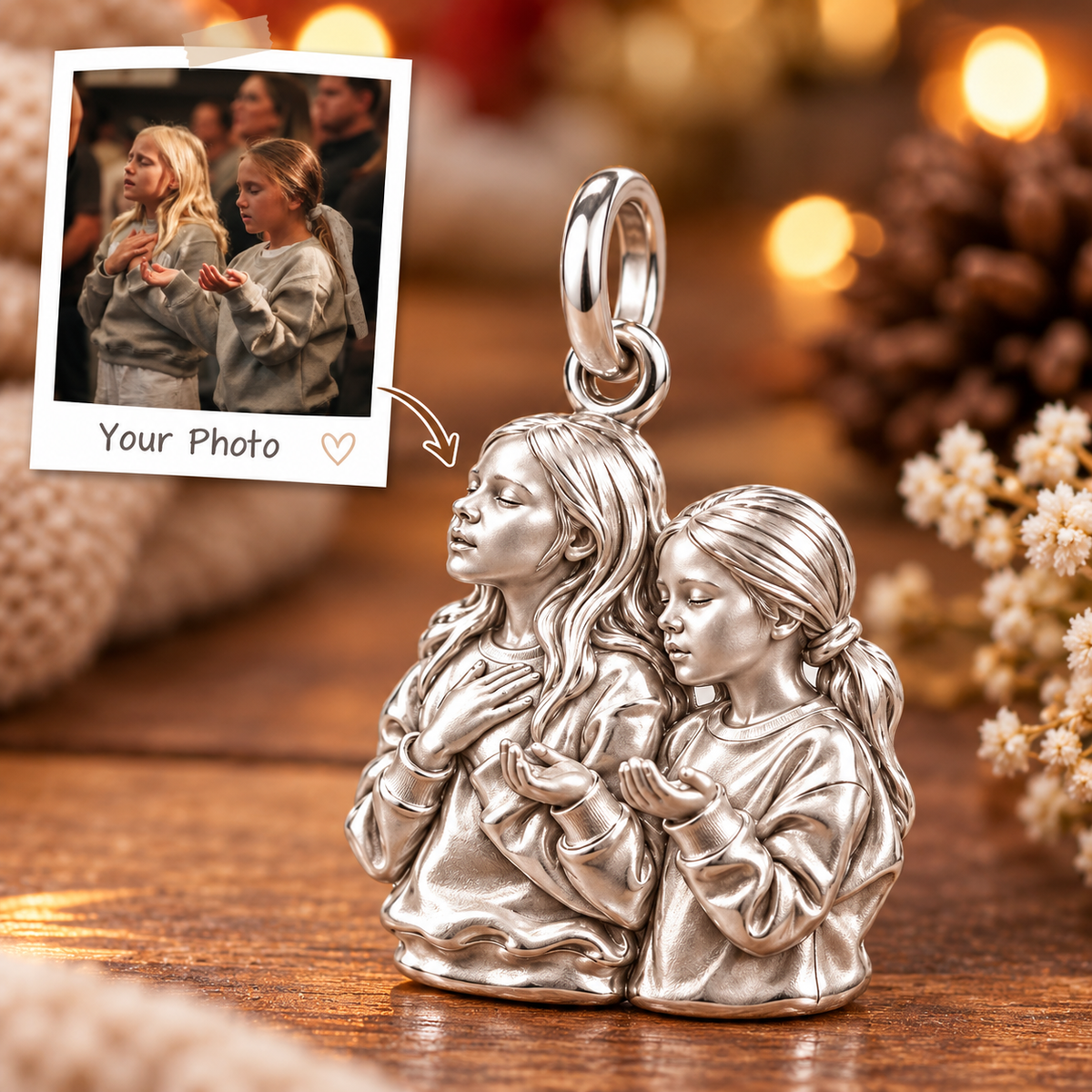 Together in Faith Charm Bracelet – Personalized Prayer Partners Gift – macro detail of the charm
