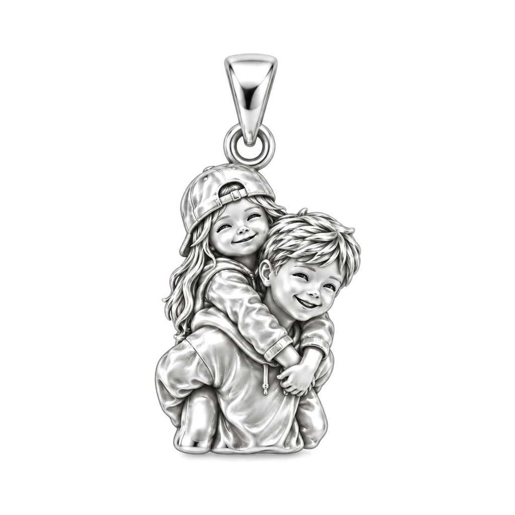 Together Since Childhood Charm Bracelet – Personalized Upload Photo Gift – silver charm, front view