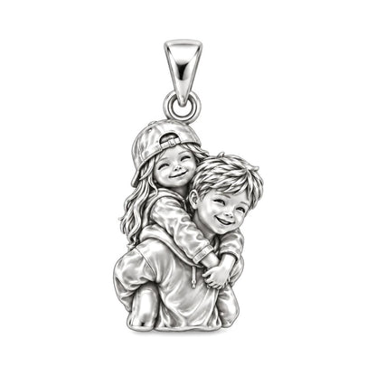 Together Since Childhood Charm Bracelet – Personalized Upload Photo Gift – silver charm, front view