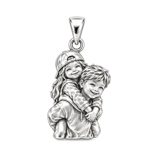 Together Since Childhood Charm Bracelet – Personalized Upload Photo Gift – silver charm, front view