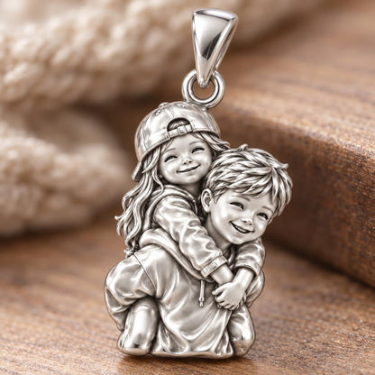 Together Since Childhood Charm Bracelet – Personalized Upload Photo Gift – macro detail of the charm