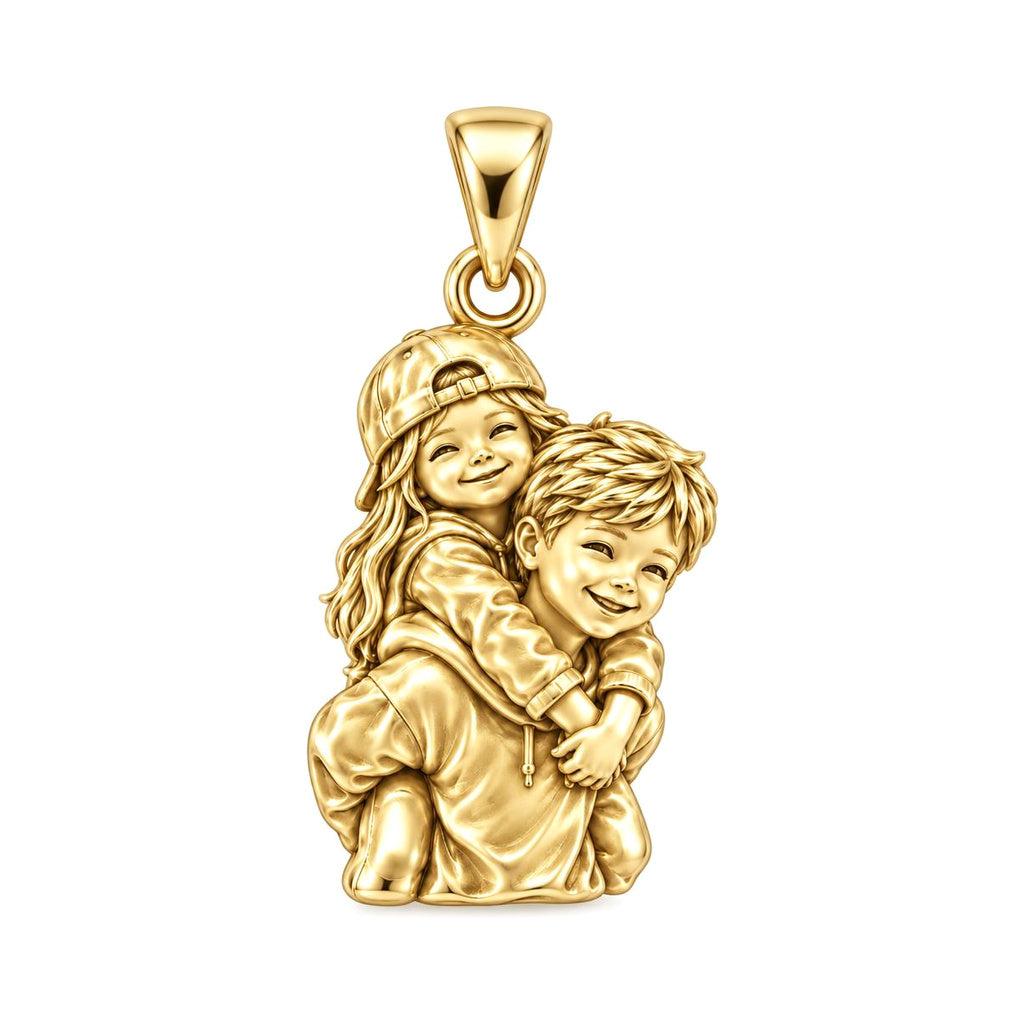 Together Since Childhood Charm Bracelet – Personalized Upload Photo Gift – 18K gold charm, front view