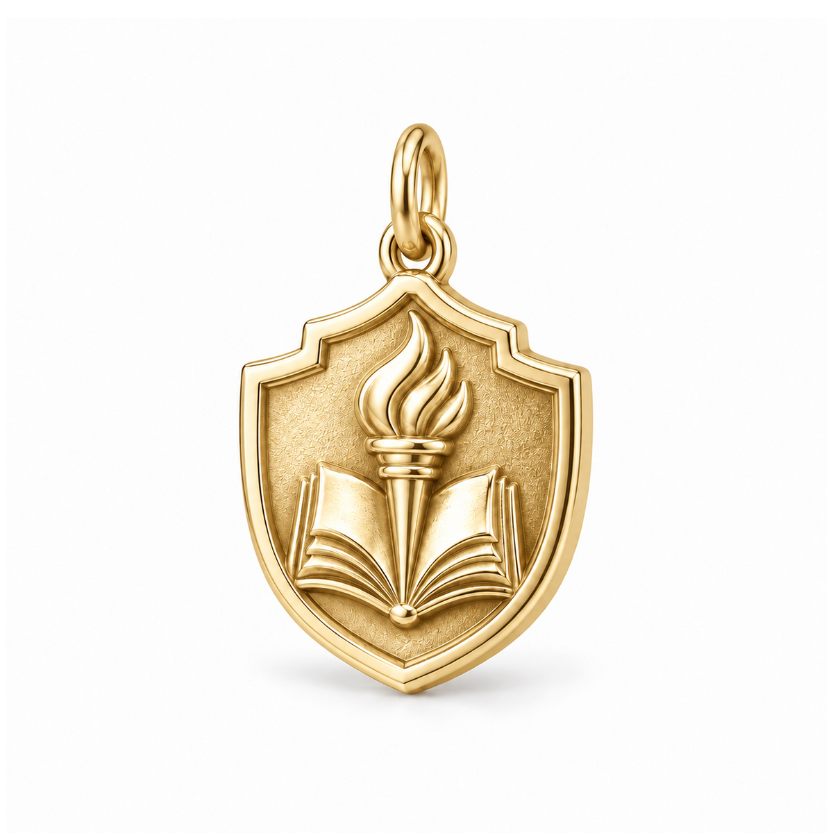 Torch of Knowledge Shield Charm — Gold | charm-topics-remaining-444-2026-09-14 | topic-416